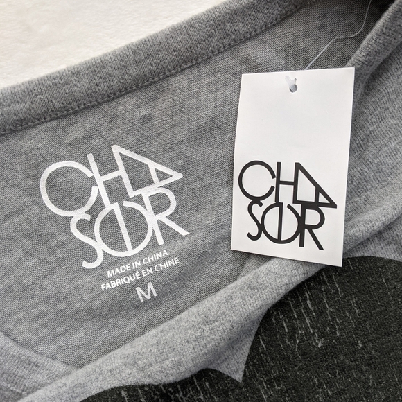 Chaser Pullover Heart Print Long Sleeve Scoop Neck Lounge Heather Grey M NWT - Picture 13 of 15